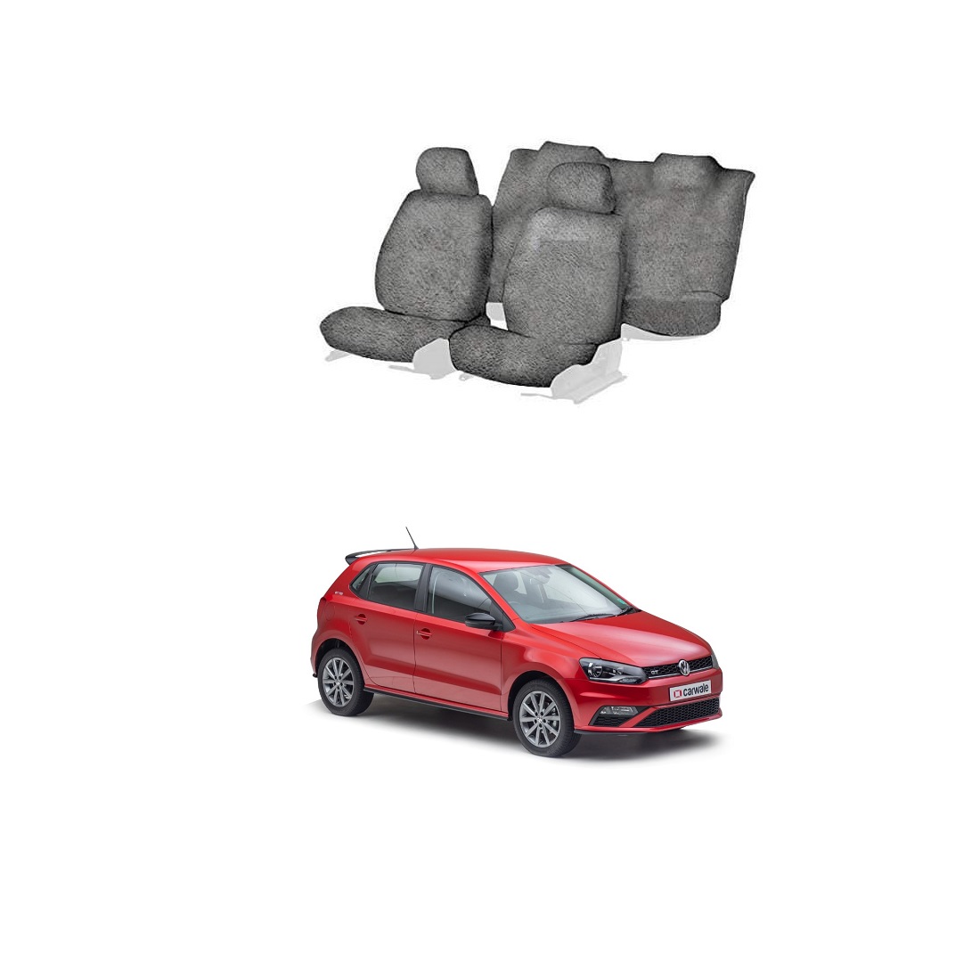 Cotton Towel Car Seat Cover for Volkswagen Polo (Grey)